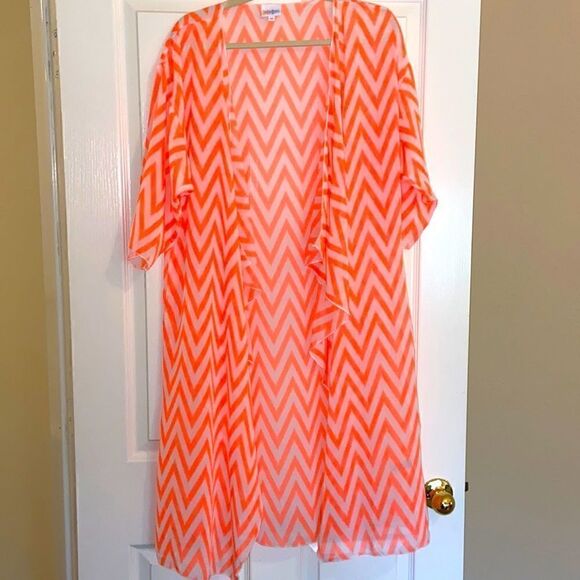 LuLaRoe Tops - Neon orange sheer LuLaRoe Shirley